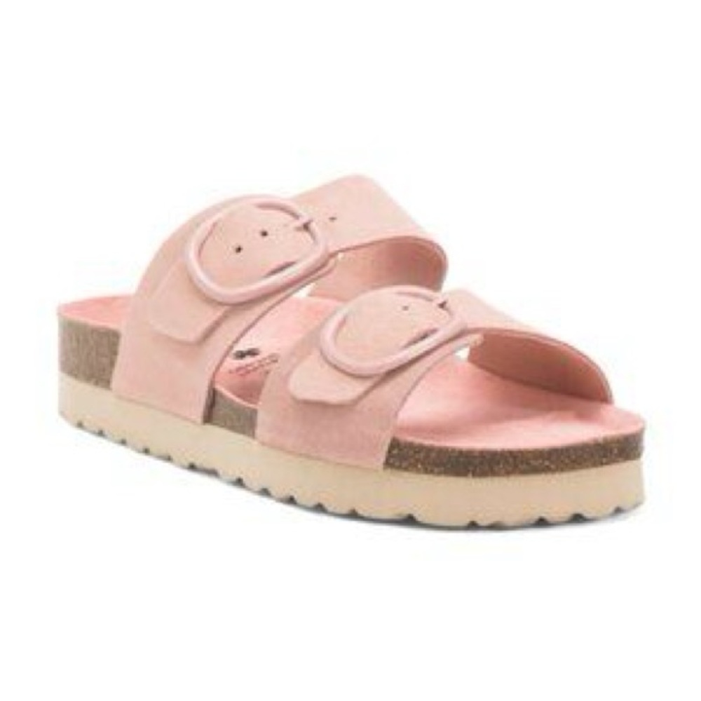 Bio Green Pink Leather Birkenstock Style Sandal, Size EU 39 US 8